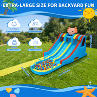 Garvee 8-in-1 Inflatable Water Slide Park, Hexagonal Dragon Kids Bounce House with 550W Blower, UK Plug