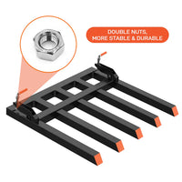 Garvee 107cm Clamp-On Debris Forks for Tractor Buckets, 1134kg 5-Tine Bucket Fork Attachment for Brush, Logs & Yard Cleanup
