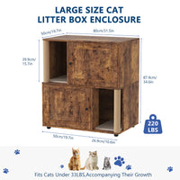 Garvee Double Layer Cat Litter Box Furniture With Scratching Post And Litter Mats, Wooden Corner Cabinet, Multi-Functional, Easy To Clean, Natural Wood Color
