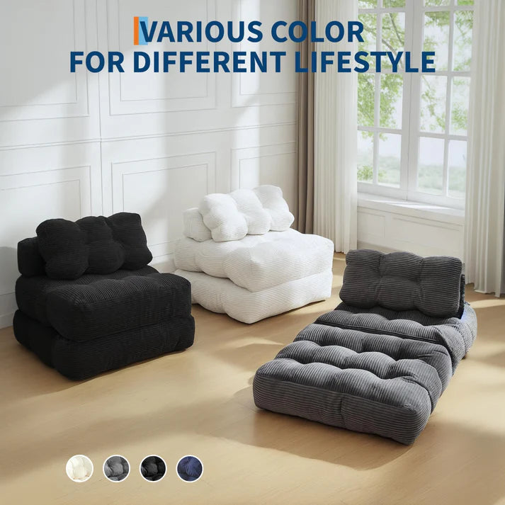 Garvee 3-in-1 Folding Convertible Sofa Bed with Pillow, Portable Sleeper Chair for Living Room Bedroom, Grey Single, Space-Saving, Comfortable, No Assembly