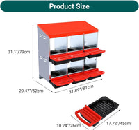 Garvee 6-Compartment Chicken Nesting Box – Poultry Laying Box with Removable Trays for Easy Cleaning, Heavy-Duty Design for Coops & Farmyards – Red