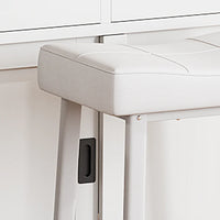 Garvee Set of 4 White Bar Stools – 61cm Counter Height Breakfast Bar Stools – Upholstered Padded Saddle Seat for Kitchen Island – Easy Assembly
