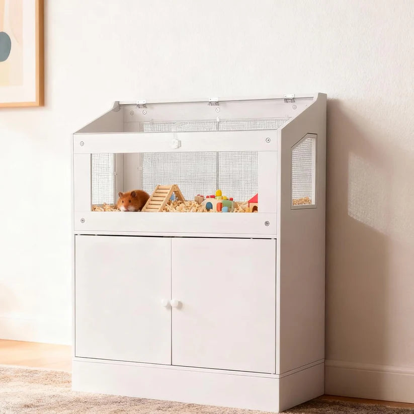 Garvee Clear Hamster Cage with Storage Cabinet Acrylic Panels Ventilated Small Animal Enclosure for Hamsters Hedgehogs and Small Pets 80x40x108 cm