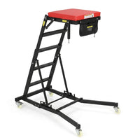 GARVEE Heavy Duty Topside Engine Creeper 181kg Capacity Foldable Height Adjustable 124-175cm Padded Deck Mechanics Creeper with Castors Garage,Black