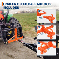 Garvee Orange 3-Point Hitch Receiver Category 1 Heavy-Duty Tractor Attachment with 5 cm Trailer Hitch Receiver for Compact and Sub-Compact Tractors