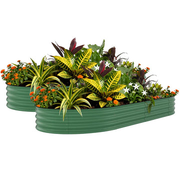Garvee 2-Pack 244*61*61 cm Galvanised Metal Raised Garden Beds Large Deep Planter Boxes for Allotments, Vegetables & Flowers Green