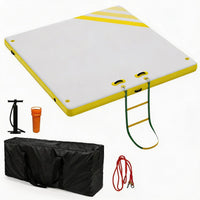 Garvee Yellow 2.4 x 1.8 m Inflatable Floating Dock Platform Swim Pontoon with Rope Ladder and Non Slip Surface for Swimming Pool Beach and Sea