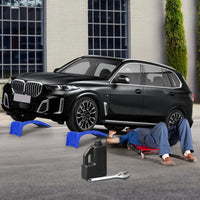 Garvee 8000 lbs 3629 kg Capacity Solid Steel Car Ramps Pair 8 Inch Lift Heavy Duty Vehicle Maintenance Ramps for Oil Change and Repair Blue