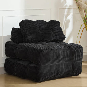 Garvee 3-in-1 Folding Convertible Sofa Bed with Pillow, Portable Sleeper Chair for Living Room Bedroom, Black Single, Space-Saving, Comfortable, No Assembly