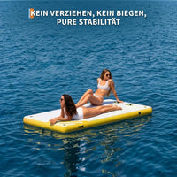 Garvee Yellow 2.4 x 1.8 m Inflatable Floating Dock Platform Swim Pontoon with Rope Ladder and Non Slip Surface for Swimming Pool Beach and Sea