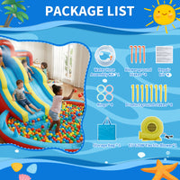 Garvee 8-in-1 Inflatable Water Park with Twin Slides, Climbing Frame & Bounce House – Heavy-Duty Oxford Fabric, 550W Electric Blower, Large Garden Paddling Pool for Kids  – British Standard
