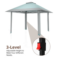 Garvee 396 x 396cm Canopy Tent Pop Up Gazebo With Mosquito Netting And Adjustable Height For Backyard Parties Lake Blue