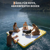 Garvee Yellow 2.4 x 1.8 m Inflatable Floating Dock Platform Swim Pontoon with Rope Ladder and Non Slip Surface for Swimming Pool Beach and Sea