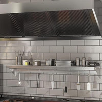 Garvee 152x30cm Wall Mounted Kitchen Shelf with Upstand – Heavy Duty Stainless Steel Storage Rack with 7 Hooks – For Home & Commercial Catering
