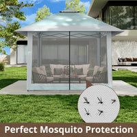Garvee 396 x 396cm Canopy Tent Pop Up Gazebo With Mosquito Netting And Adjustable Height For Backyard Parties Lake Blue