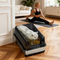Garvee Stainless Steel Cat Litter Box,Easy to Clean and Odour-Resistant Cat Litter Tray