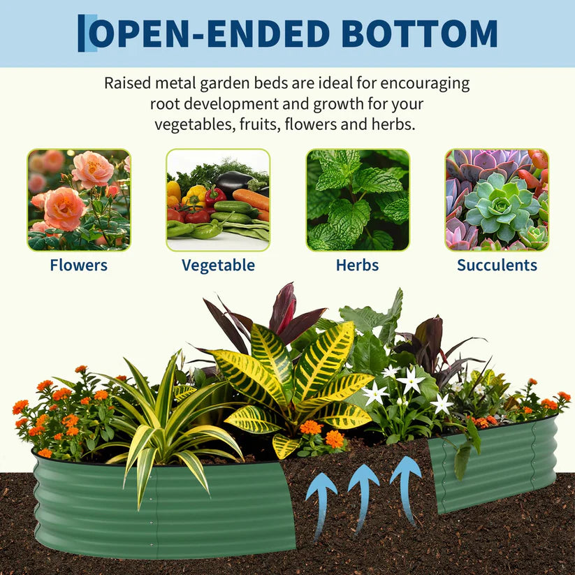 Garvee 2-Pack 244*61*61 cm Galvanised Metal Raised Garden Beds Large Deep Planter Boxes for Allotments, Vegetables & Flowers Green