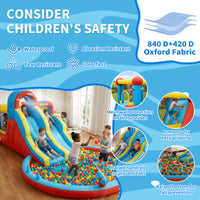 Garvee 8-in-1 Inflatable Water Park with Twin Slides, Climbing Frame & Bounce House – Heavy-Duty Oxford Fabric, 550W Electric Blower, Large Garden Paddling Pool for Kids  – British Standard