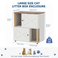 Garvee Double Layer Cat Litter Box Furniture with Scratching Post and Litter Mats, Wooden Corner Cabinet Cat Washroom Bed, Multifunctional, Easy to Clean, Natural Wood Color