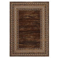 Garvee 160 × 230 cm Red-Brown Washable Bordered Area Rug, Non Slip Low Pile Non Shedding Rug, Modern Distressed Geometric Rug for Living Room Dining Room Bedroom