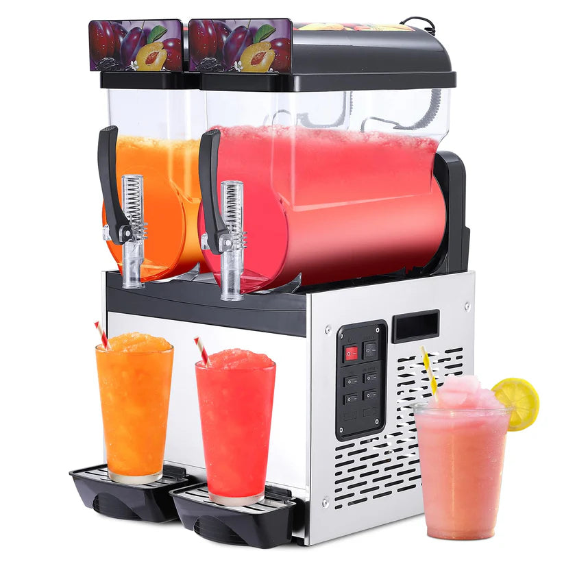 Garvee 230V Stainless Steel Commercial Slush Machine 30 L Capacity with Two Tanks and Self Cleaning Function for Frozen Margaritas Cocktails Smoothies Restaurants,Bars,Coffee Shops and Home