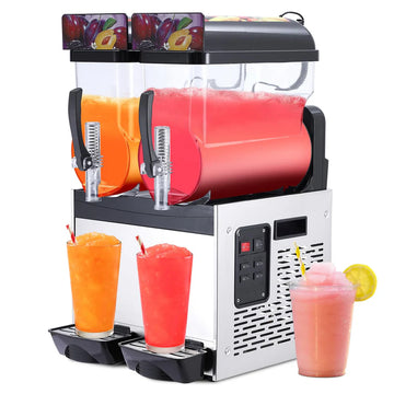 Garvee 230V Stainless Steel Commercial Slush Machine 30 L Capacity with Two Tanks and Self Cleaning Function for Frozen Margaritas Cocktails Smoothies Restaurants,Bars,Coffee Shops and Home