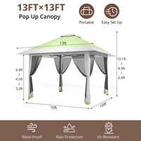 Garvee 396 x 396cm Canopy Tent Pop Up Gazebo With Mosquito Netting For Backyard Parties BBQs Olive Green