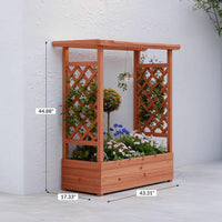 Garvee 110x44x114 cm Raised Garden Bed With Trellis Wood Planter Box Freestanding Elevated Garden Bed For Climbing Plants Vines Flowers Natural Wood Color