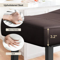 Garvee Set of 4 Brown Saddle Bar Stools – 61cm Counter Height Breakfast Bar Stools – Padded Backless Faux Leather Seats for Kitchen Island