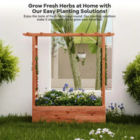 Garvee 110x44x114 cm Raised Garden Bed With Trellis Wood Planter Box Freestanding Elevated Garden Bed For Climbing Plants Vines Flowers Natural Wood Color