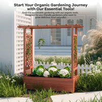 Garvee 110x44x114 cm Raised Garden Bed With Trellis Wood Planter Box Freestanding Elevated Garden Bed For Climbing Plants Vines Flowers Natural Wood Color