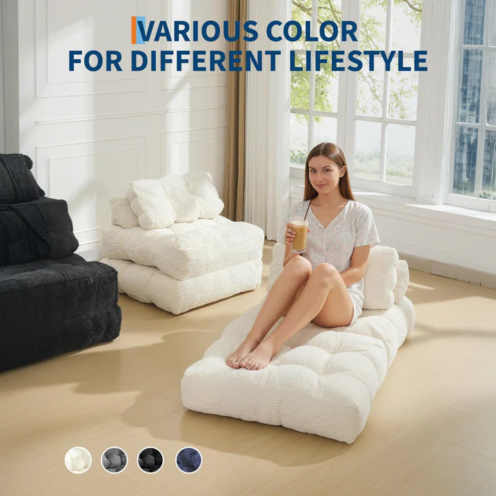 Garvee 3-in-1 Folding Convertible Sofa Bed with Pillow, Portable Sleeper Chair for Living Room Bedroom, Beige Single, Space-Saving, Comfortable, No Assembly