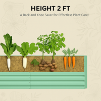 Garvee 180x90x60cm Galvanised Metal Raised Garden Bed – Extra Deep Rust-Proof Steel Planter Box – Open Bottom Design for Outdoor Veg & Plants