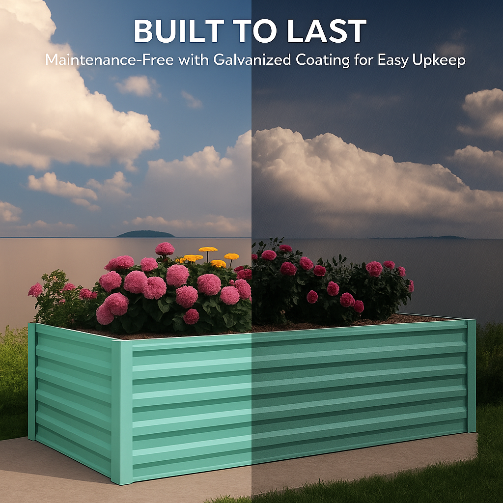 Garvee 180x90x60cm Galvanised Metal Raised Garden Bed – Extra Deep Rust-Proof Steel Planter Box – Open Bottom Design for Outdoor Veg & Plants