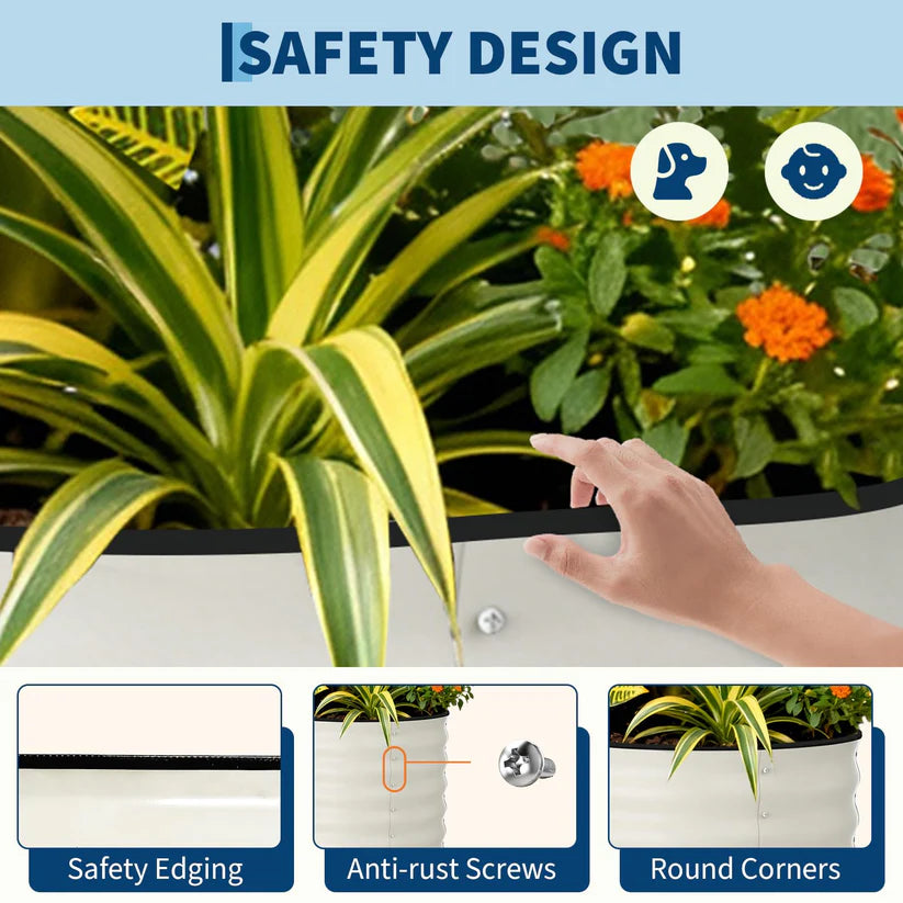 Garvee 2-Pack 244*61*46 cm Galvanised Metal Raised Garden Beds Large Deep Planter Boxes for Allotments, Vegetables & Flowers Beige