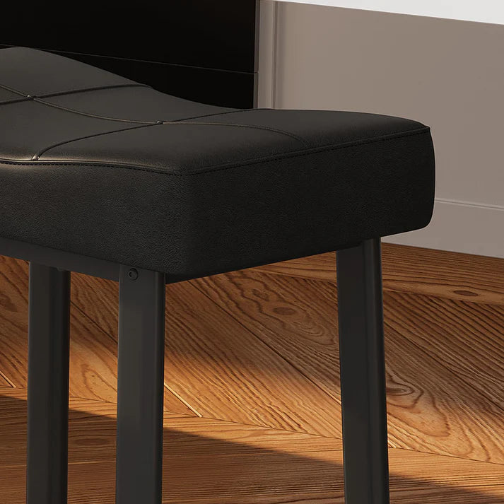 Garvee Set of 4 Black Bar Stools – 61cm Counter Height Breakfast Bar Stools – Upholstered Padded Saddle Seat for Kitchen Island – Easy Assembly