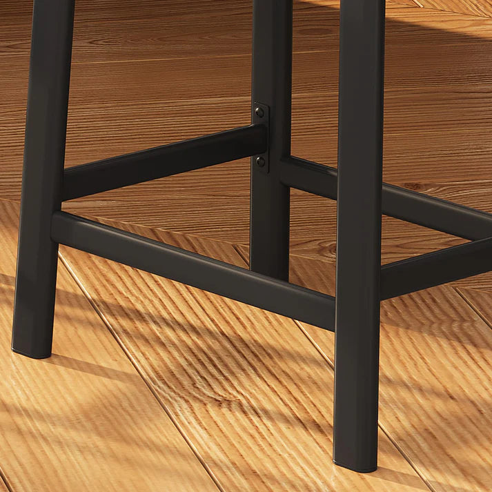 Garvee Set of 4 Black Bar Stools – 61cm Counter Height Breakfast Bar Stools – Upholstered Padded Saddle Seat for Kitchen Island – Easy Assembly