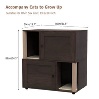Garvee Double Cat Litter Tray Enclosure for 2 Cats – Hidden Washroom Furniture – Modern Rustic Wooden Side Table – Natural Wood