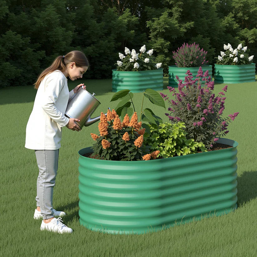 Garvee 2-Pack 122*61*61 cm Galvanised Metal Raised Garden Beds Large Deep Planter Boxes for Allotments, Vegetables & Flowers Green