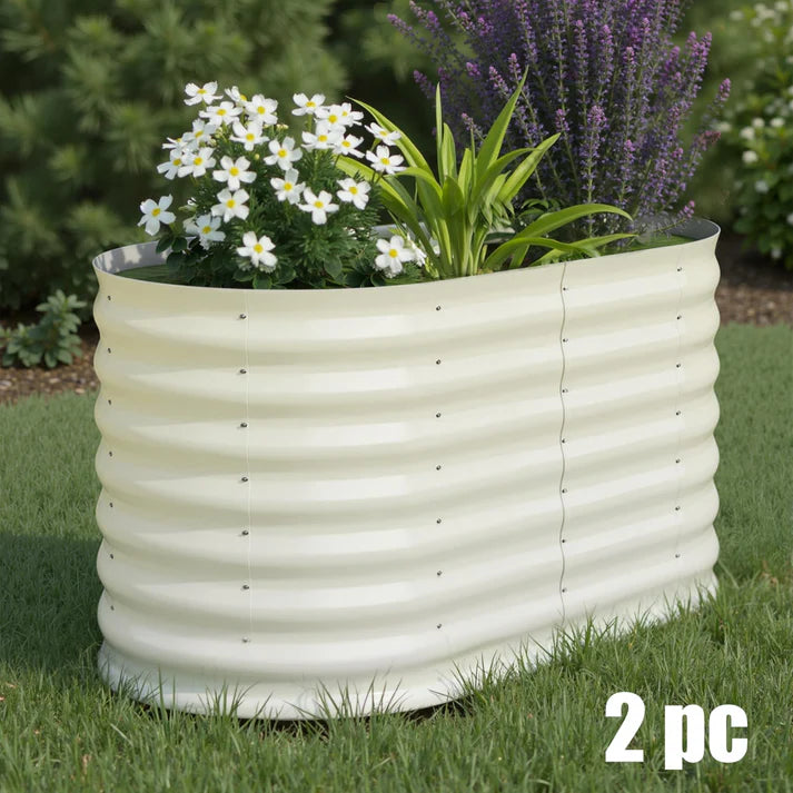 Garvee 2-Pack 122*61*61 cm Galvanised Metal Raised Garden Beds Large Deep Planter Boxes for Allotments, Vegetables & Flowers Beige