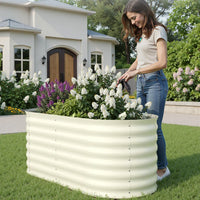 Garvee 2-Pack 122*61*61 cm Galvanised Metal Raised Garden Beds Large Deep Planter Boxes for Allotments, Vegetables & Flowers Beige