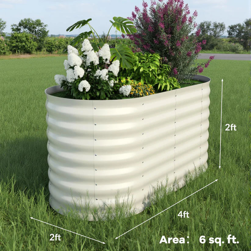 Garvee 2-Pack 122*61*61 cm Galvanised Metal Raised Garden Beds Large Deep Planter Boxes for Allotments, Vegetables & Flowers Beige