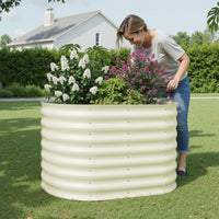 Garvee 2-Pack 122*61*61 cm Galvanised Metal Raised Garden Beds Large Deep Planter Boxes for Allotments, Vegetables & Flowers Beige
