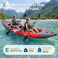 Garvee 12.5ft (381cm) 2 Person Inflatable Kayak – Red Tandem Touring & Fishing Kayak – Portable Blow-Up Canoe
