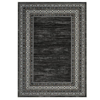 Garvee 200 × 290 cm Dark Grey Washable Bordered Area Rug, Non Slip Low Pile Non Shedding Rug, Modern Distressed Geometric Rug for Living Room Dining Room Bedroom