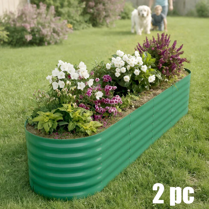 Garvee 2-Pack 244*61*46 cm Galvanised Metal Raised Garden Beds Large Deep Planter Boxes for Allotments, Vegetables & Flowers Green