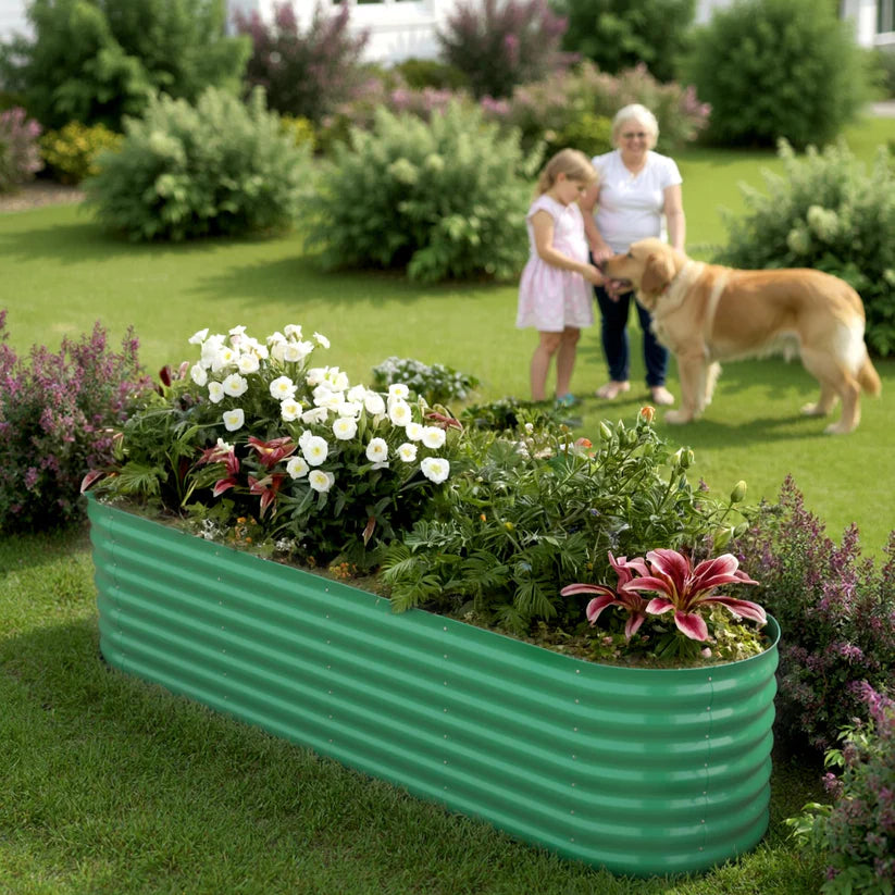 Garvee 2-Pack 244*61*46 cm Galvanised Metal Raised Garden Beds Large Deep Planter Boxes for Allotments, Vegetables & Flowers Green