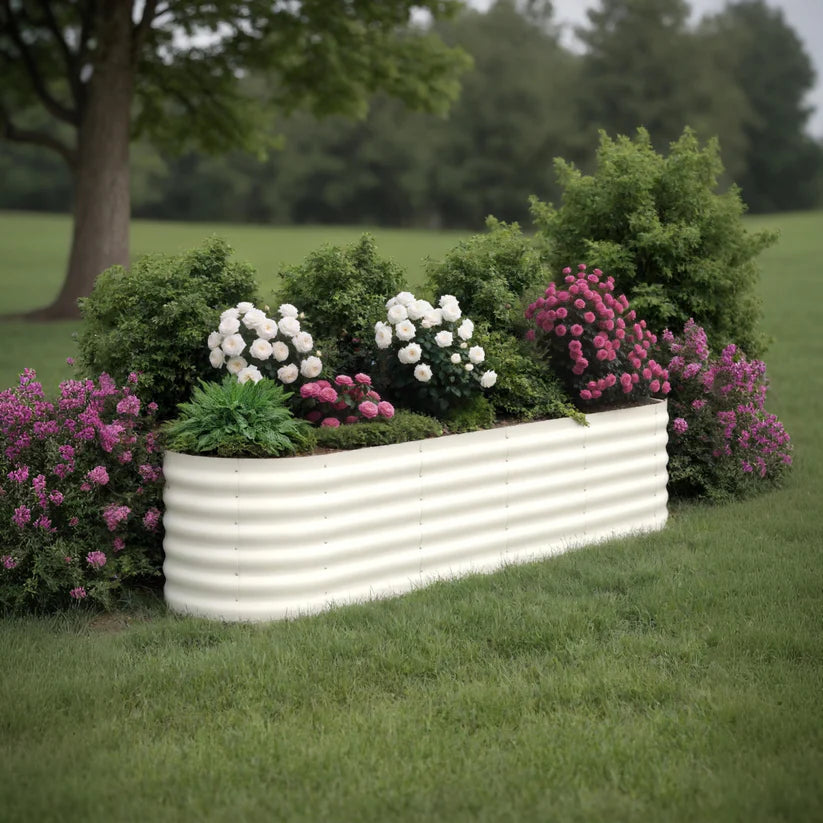 Garvee 2-Pack 244*61*46 cm Galvanised Metal Raised Garden Beds Large Deep Planter Boxes for Allotments, Vegetables & Flowers Beige