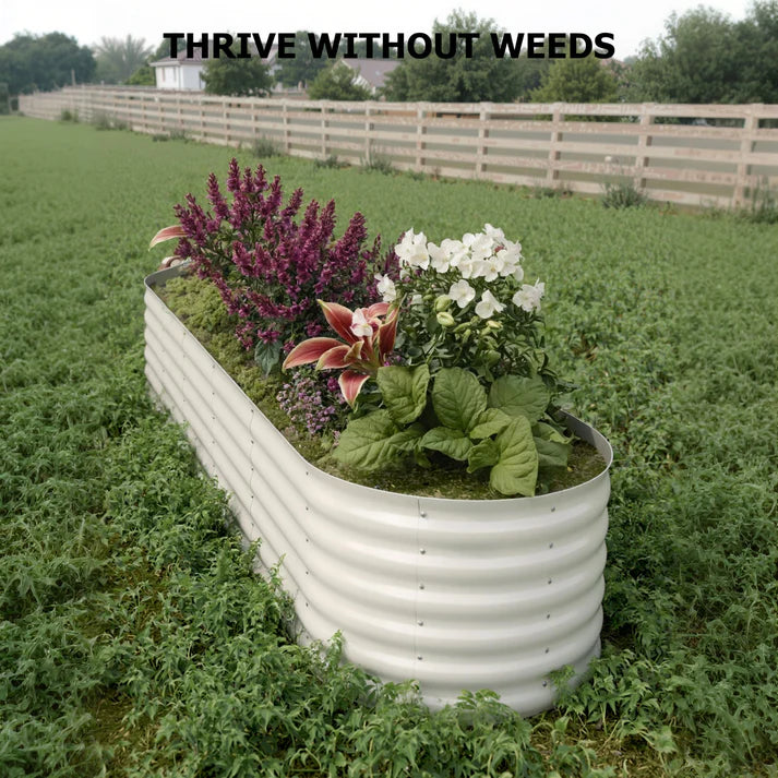 Garvee 2-Pack 244*61*46 cm Galvanised Metal Raised Garden Beds Large Deep Planter Boxes for Allotments, Vegetables & Flowers Beige