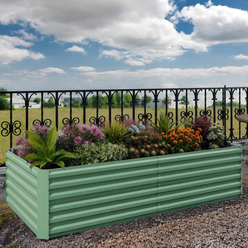 Garvee 180x90x60cm Raised Garden Bed Galvanized Outdoor Planter Box for Vegetables and Flowers Extra Deep Metal Garden Bed with Safety Rubber Edging Green